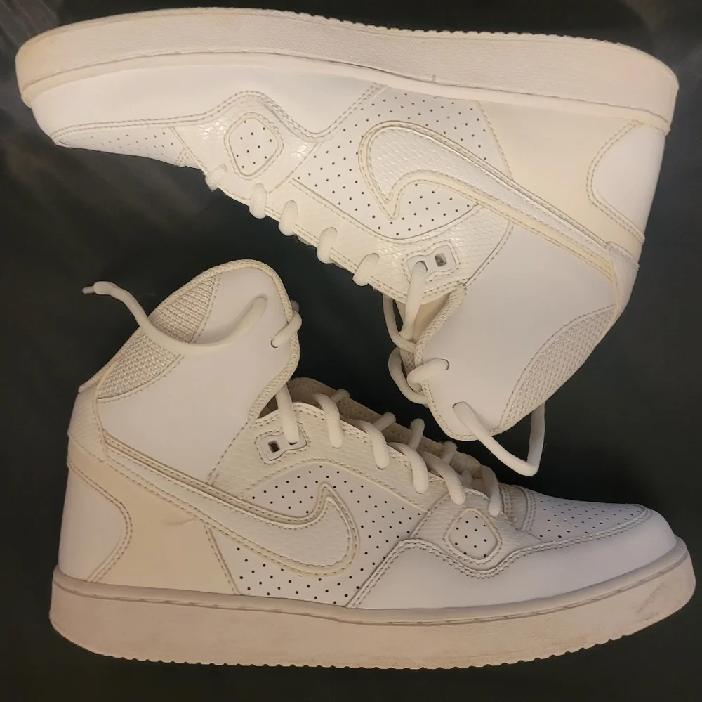 Nike Air Son of Force Hi Top Basketball athletic shoes white leather size 8.5